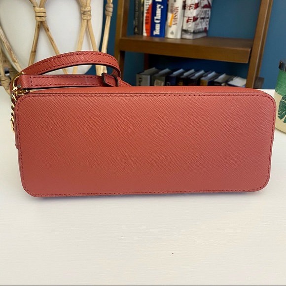 MICHAEL KORS Leather Bag Cindy Mini Dome Crossbody Terracota Color - Picture 5 of 16